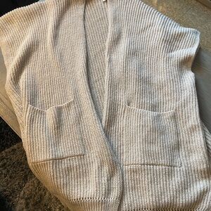 Cozy Cream Knit Long Cardigan Vest
